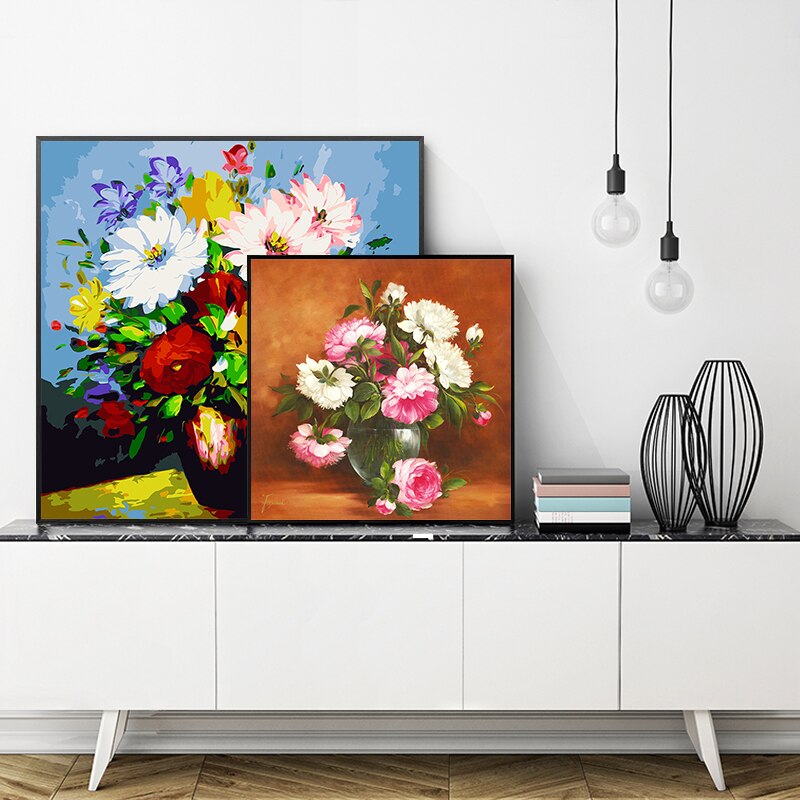 paint by number art painting by numbers still life flowers rich background wall hand-painted fill decorative paintings