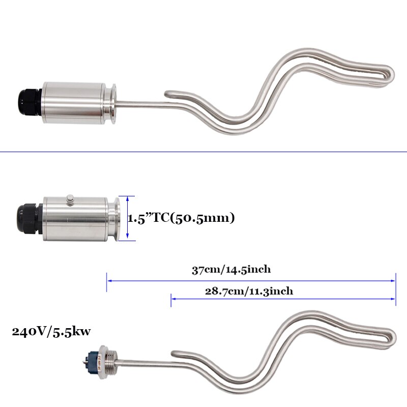 1.5"TC(50.5mmOD) 5500 Watt Ripple Heating Element 240V(37cm) Stainless Steel 304 ULWD DIY Homebrew Electric Brewery