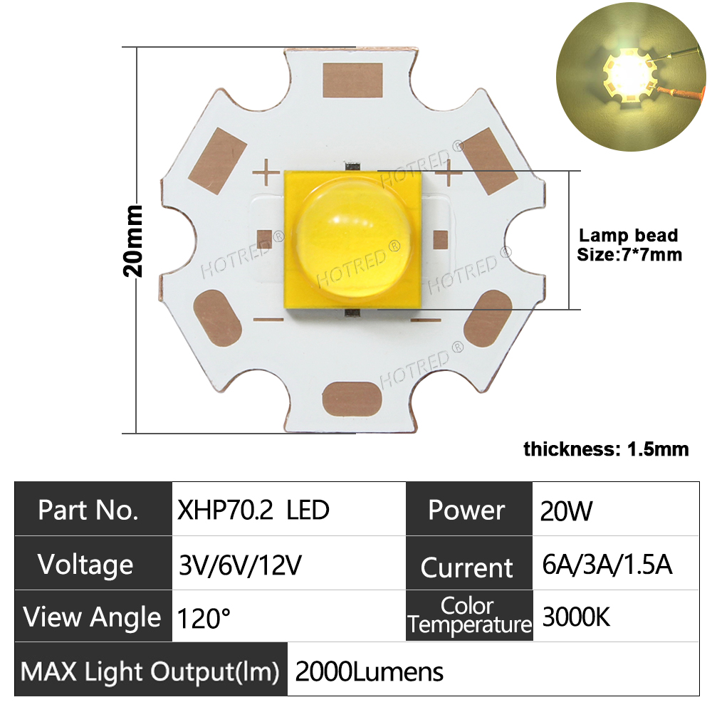 DC3V/6V/12V XHP70 LED High Power 7070 XHP70.2 Chip Ceramic Bracket Bead 20W 40W XHP70.2 XHP50.2 Latarka czołowa Szperacz: 2-2.4 V / zgniły zielony / 28 W