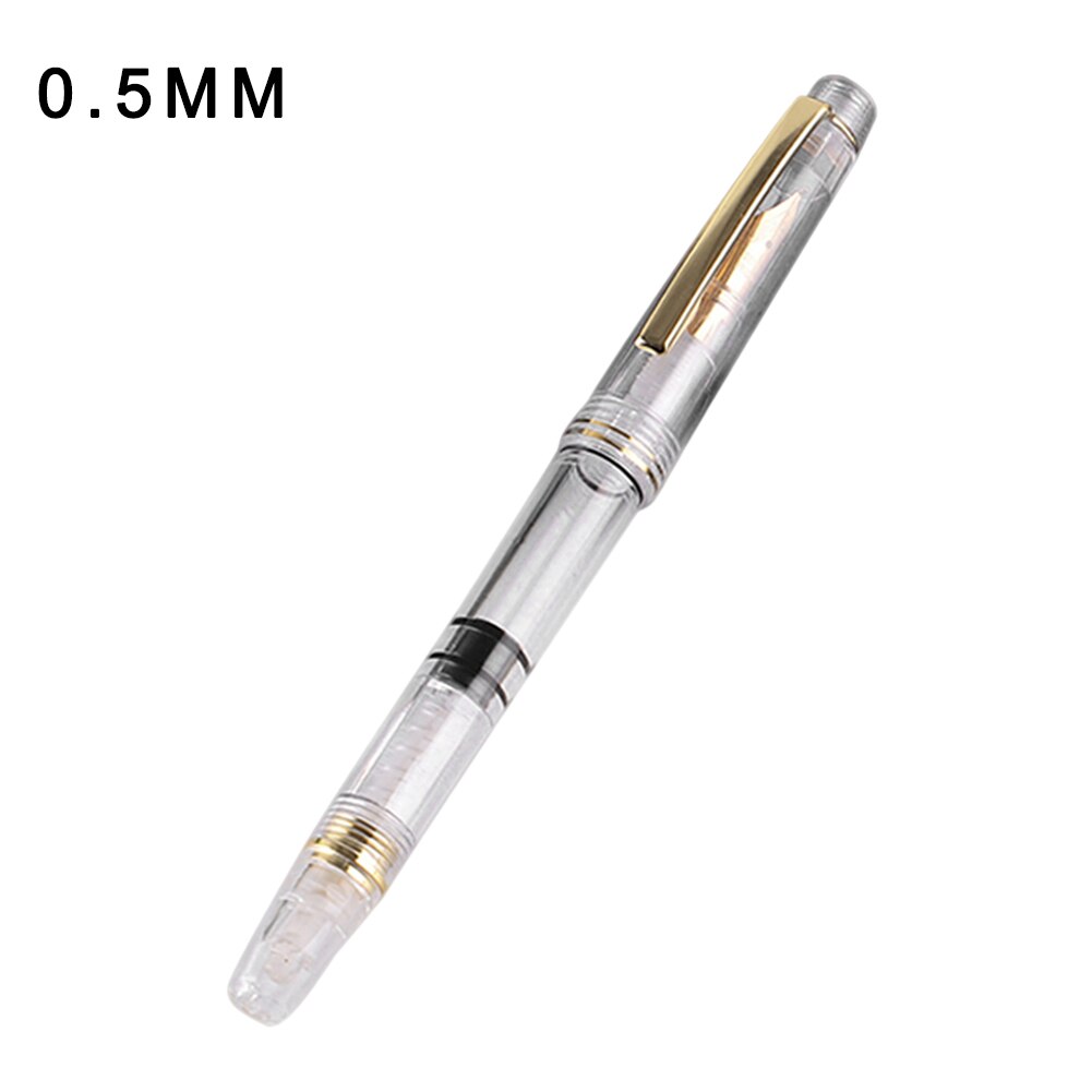 transparent Fountain Pen pen students Office stationery 0.5mm 0.38mm nib calligraph piston ink Pens: gold size 0.5mm