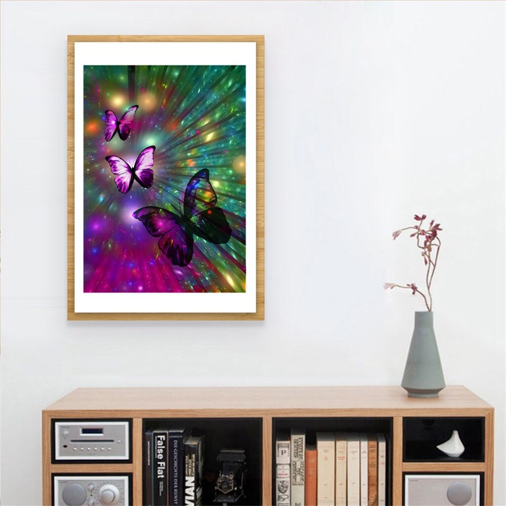 Full Drill DIY Crystal Diamond Painting Landscape Pictures Cross Stitch Kits: Butterfly