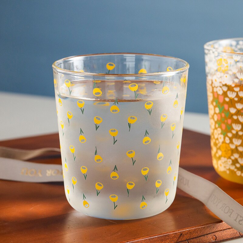 Cutelife ins nordisk vintage transparent kaffeglas kopp värmebeständig mjölksaft te kopp drinkware tryck hem bröllopsglasögon