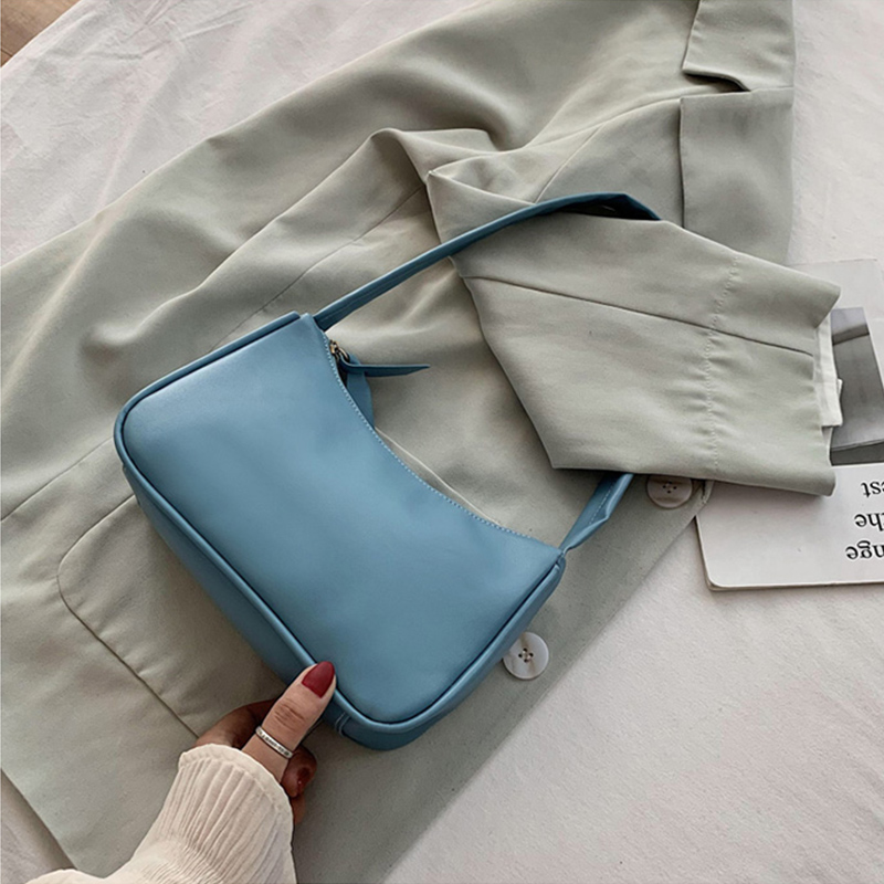 Retro totes tasker til kvinder trendy vintage håndtaske kvindelige små subaxillary tasker afslappet retro mini skuldertaske: Blå håndtaske