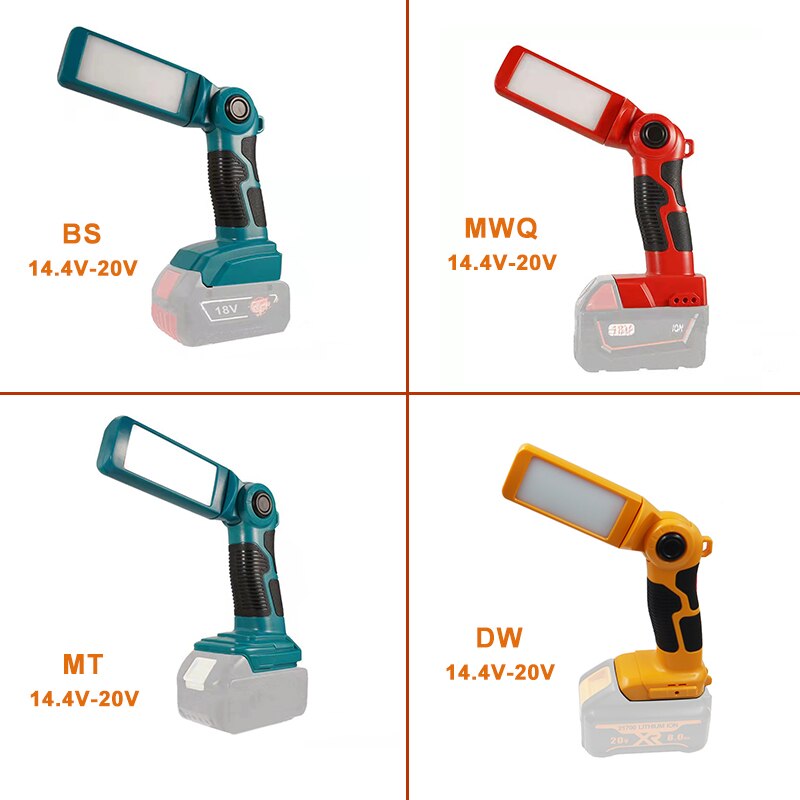 12w 14.4V-18V tool light Led work light For DEWALT For Makita For Bosch For Milwaukee 18V lithium ion battery Flashlight Outdoor