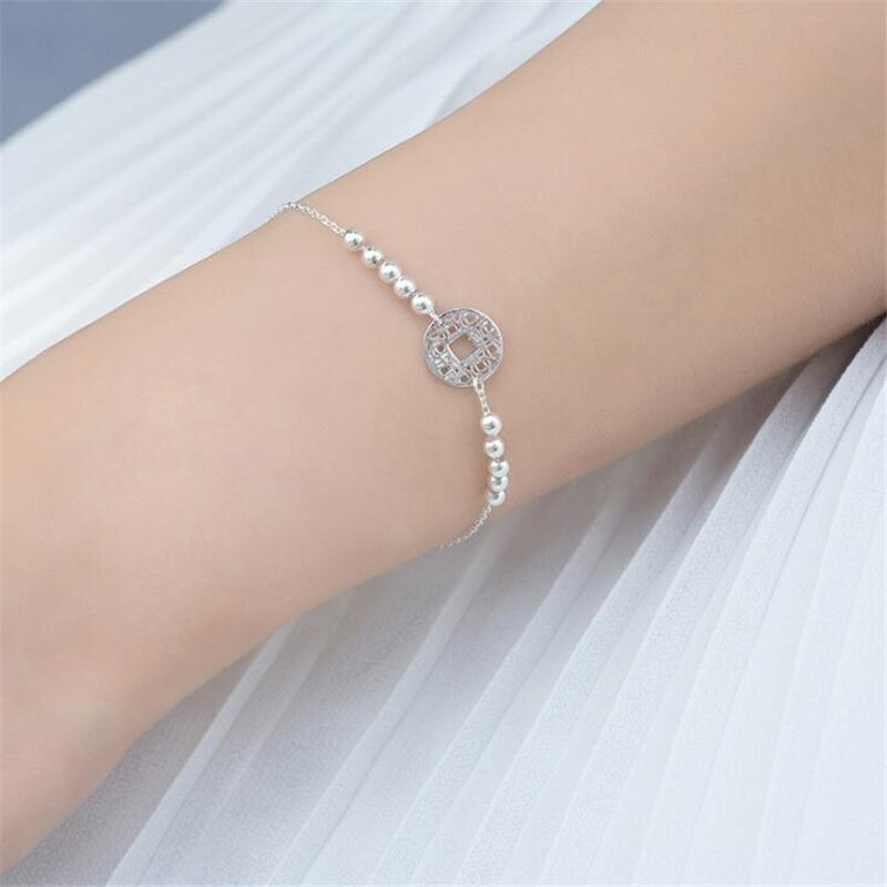 Creatieve Klassieke Prachtige Mode 925 Sterling Zilveren Sieraden Vrouwelijke Coin Bead Bal Temperament Armbanden SB133
