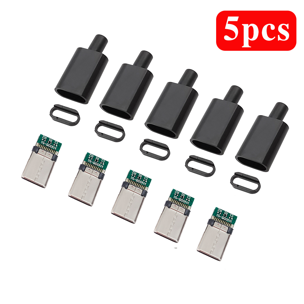10 stks Type C usb3.1 3A snel opladen USB Connectors Mannelijke Jack Staart Plug Elektrische Terminals lassen DIY datakabel accessoires: Donkergrijs