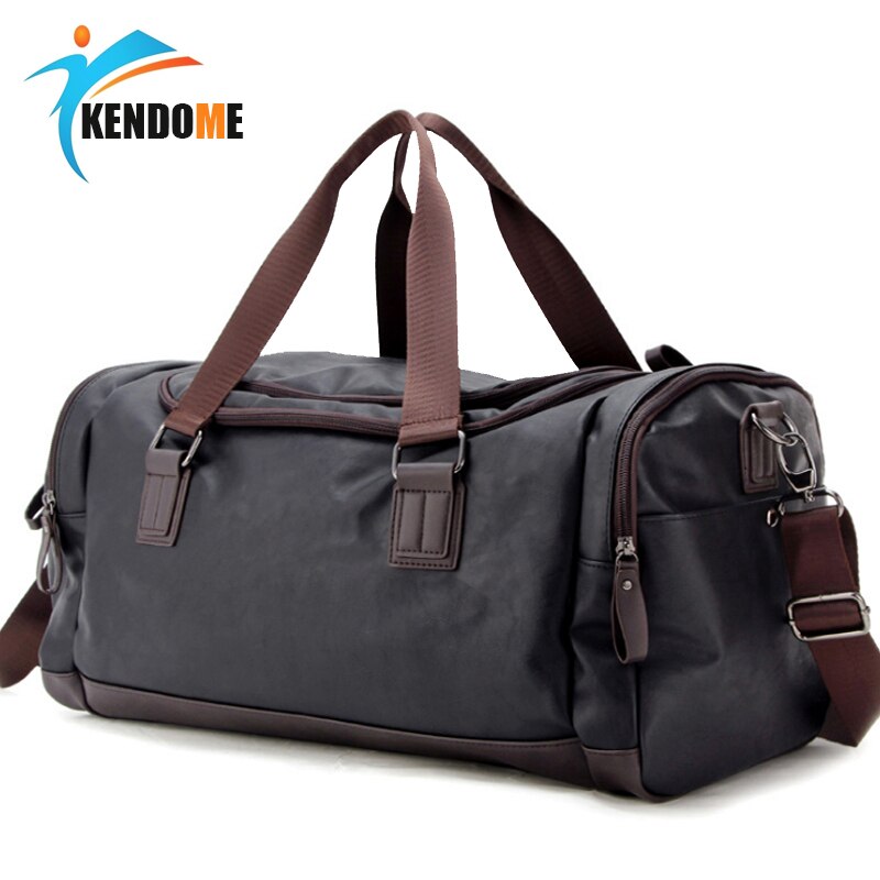 Män stor pu läder sport gym väska fitness träning yogapåsar duffel tote resa handväska manliga utomhus axel bolsa
