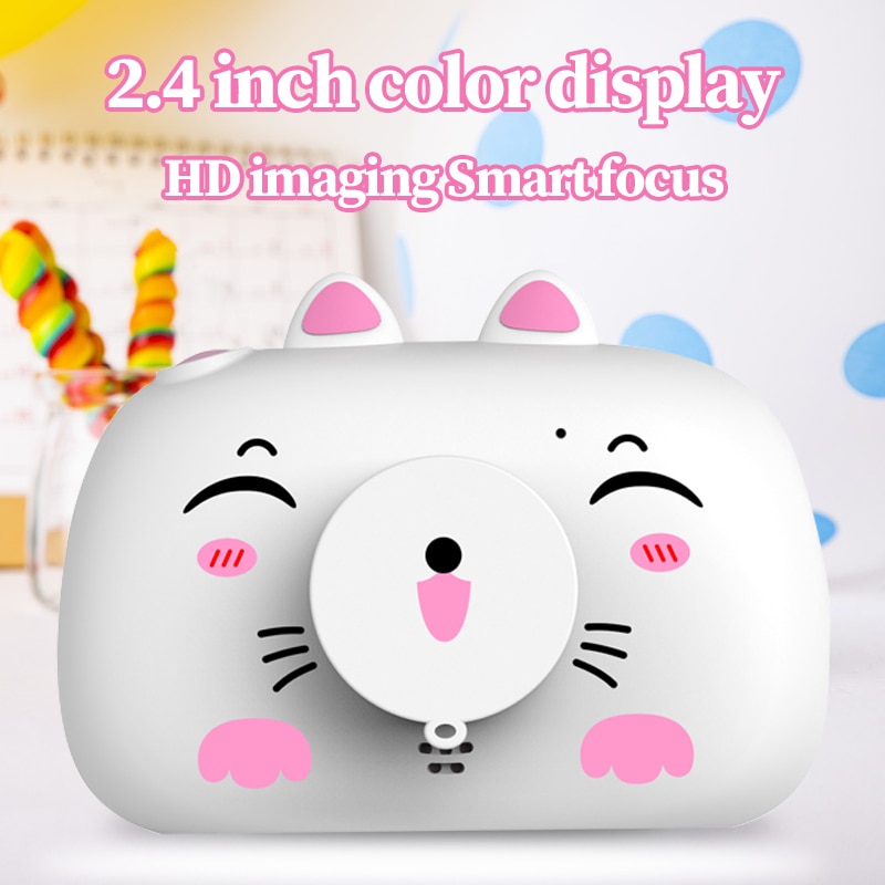 1080P 2.4 Inch HD Exquisite Digital Camera Kids Portable Digital Cameras Cartoon Display Child Girl Birthday