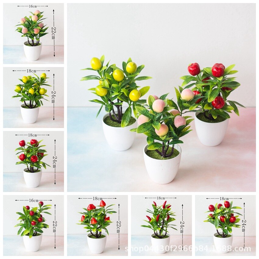 Kunstig plante multistil mini pottebonsai lite frukttre pottet til bryllup hjemme borddekorasjoner butikk hotell fest deco