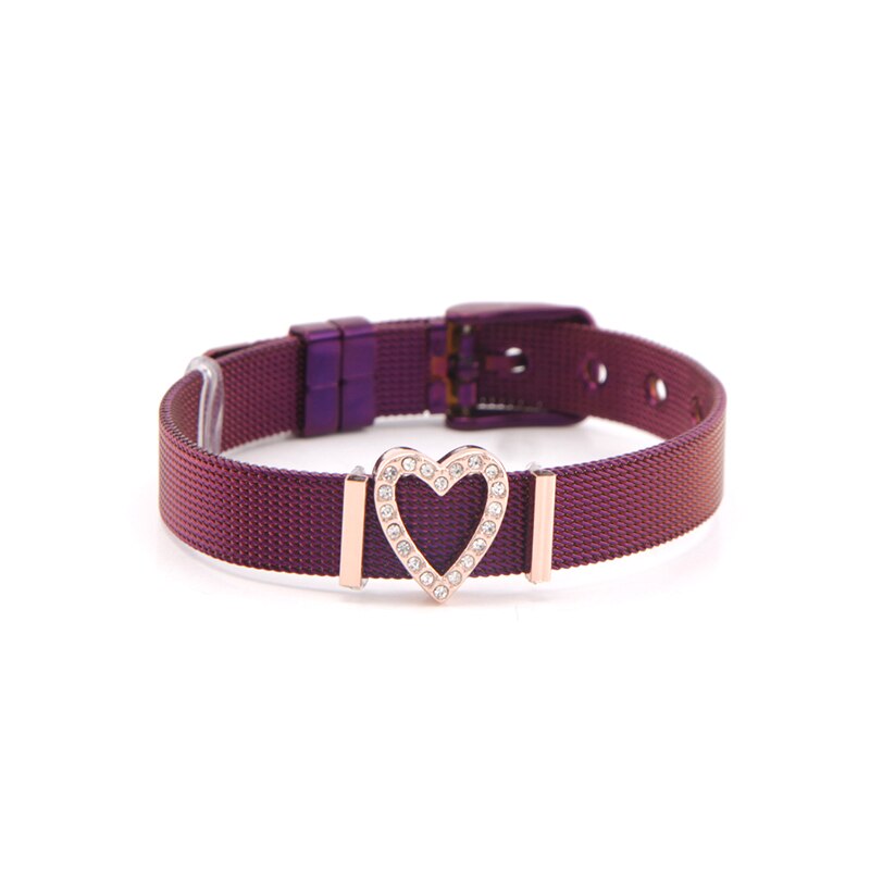 Somsoar Jewelry Color Mesh Bracelet Set with Heart Slide Charms Stainless Steel Bracelet as Valentine's day: SET 2