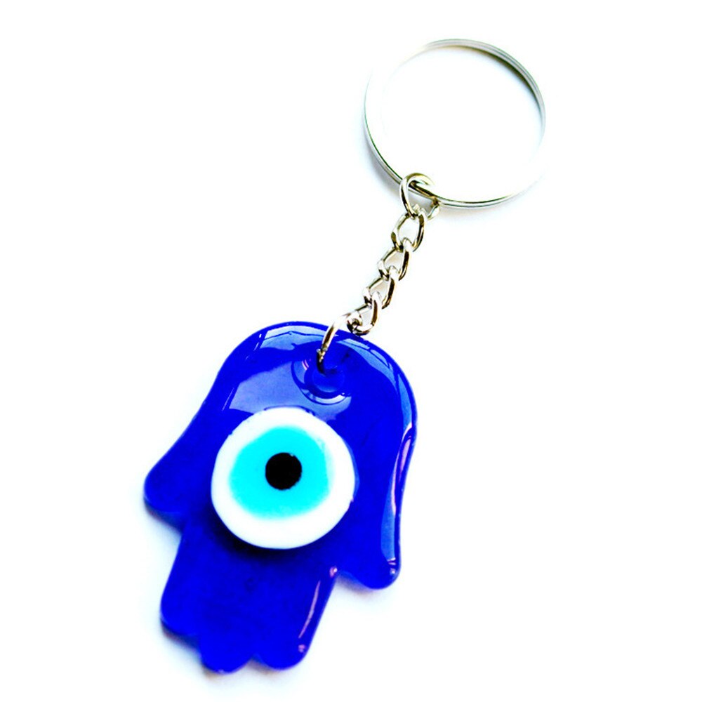 1Pc Blue Eye Hamsa Hand Sieraden Glas Demon Ogen Hand Van Fatima Hanger Legering Sleutelhanger Wall Opknoping Decoraties