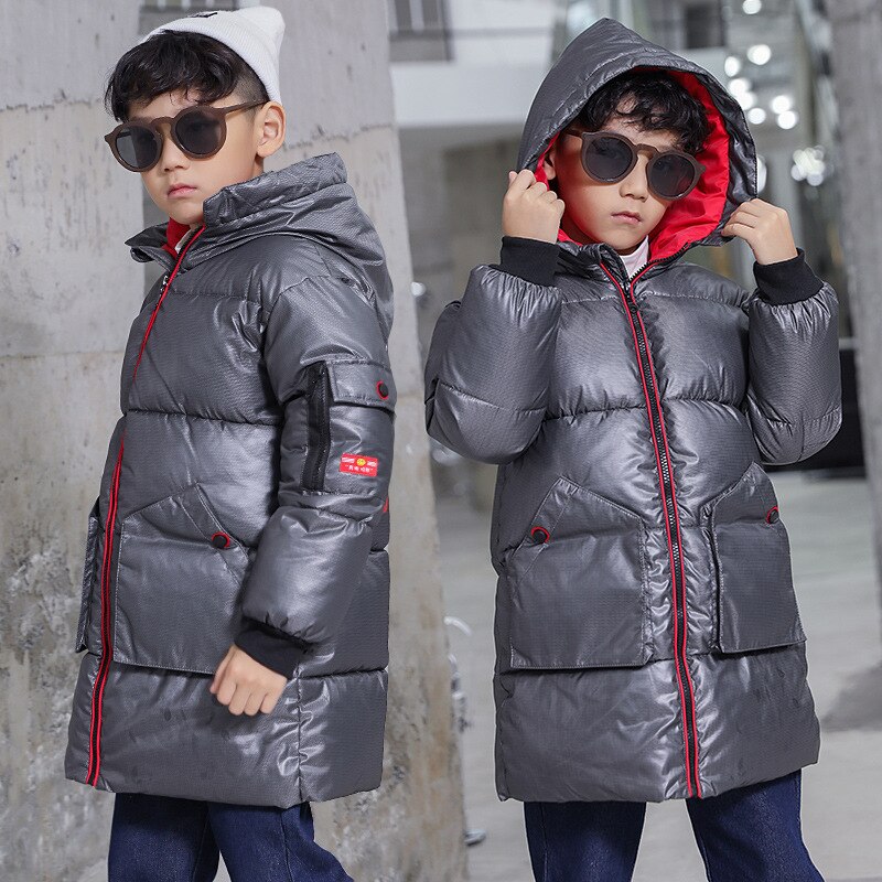 Boys Casual Hooded Parkas Baby Kids Children Winter Thick Warm Long Coat Outerwear