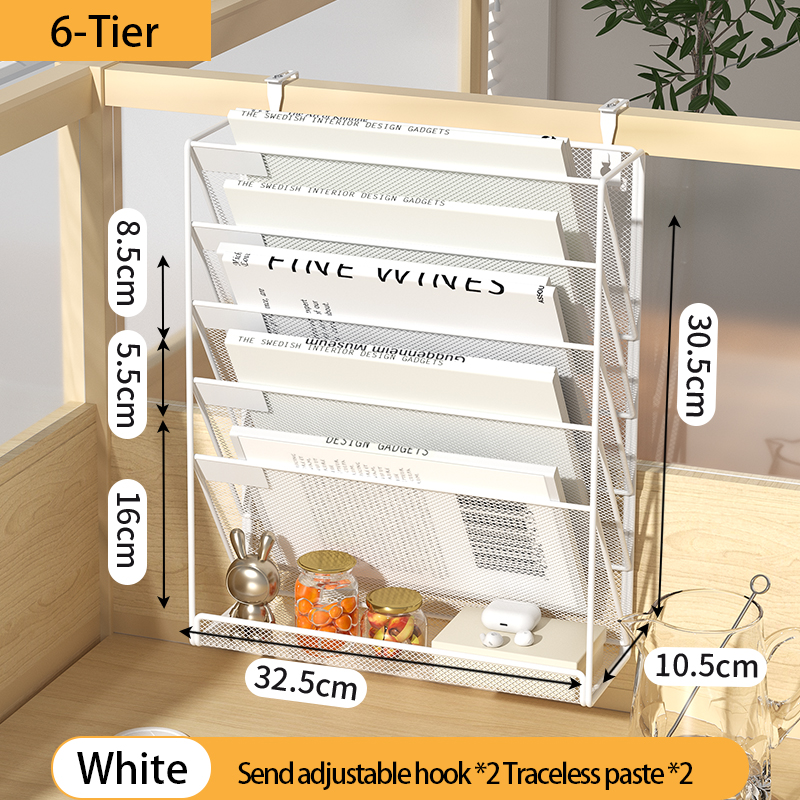 Bureau Bestandsorganisator Mesh 5-Tier, Hangende Muurbevestiging Document Organisatie Stand, Desktop Verticale Post Papieren Map Houder Rack: green