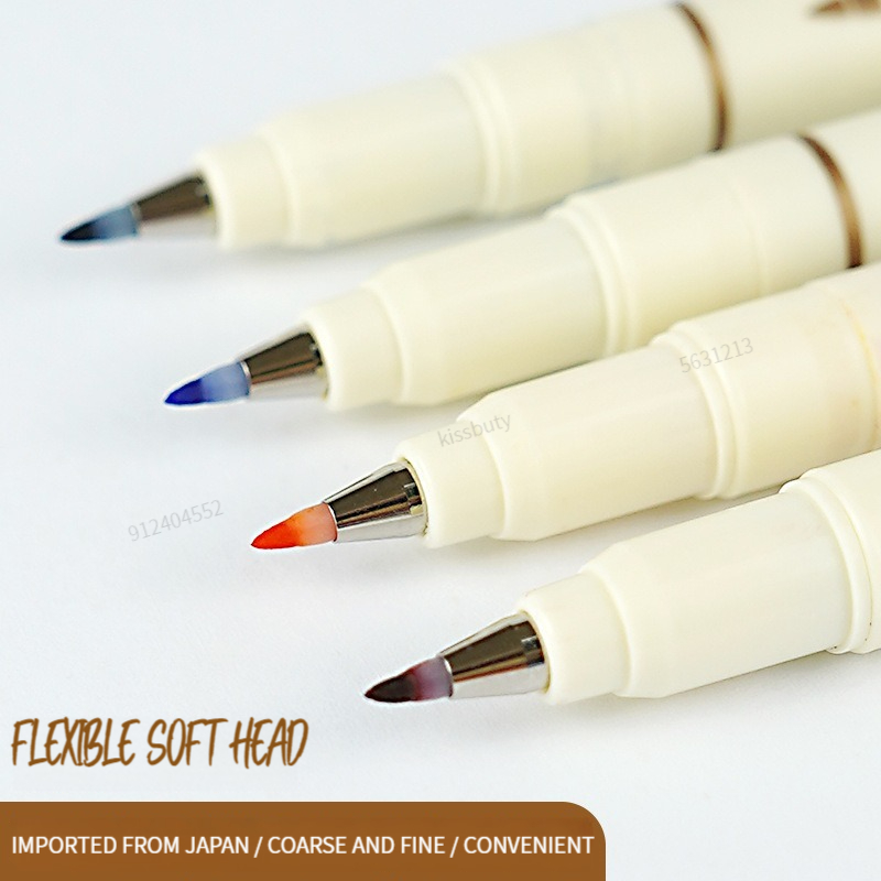 Juego de rotuladores artísticos para pintura con letras de Color Retro, punta de pincel suave, de caligrafía de línea fina, dibujo, arte, papelería, 6 uds.