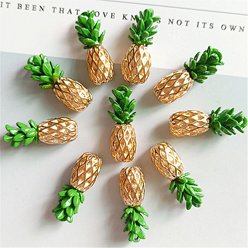 50pcs 19*24mm Gold Color Oil Pineapple Charm Pendant for DIY Handmade Women Jewelry Making