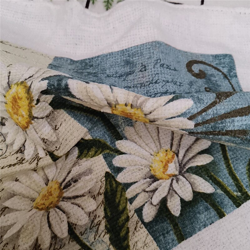 1Pc Small 20x20cm Cotton Terry Printed European American Pastoral Flowers Absorbent Kitchen Square Towel