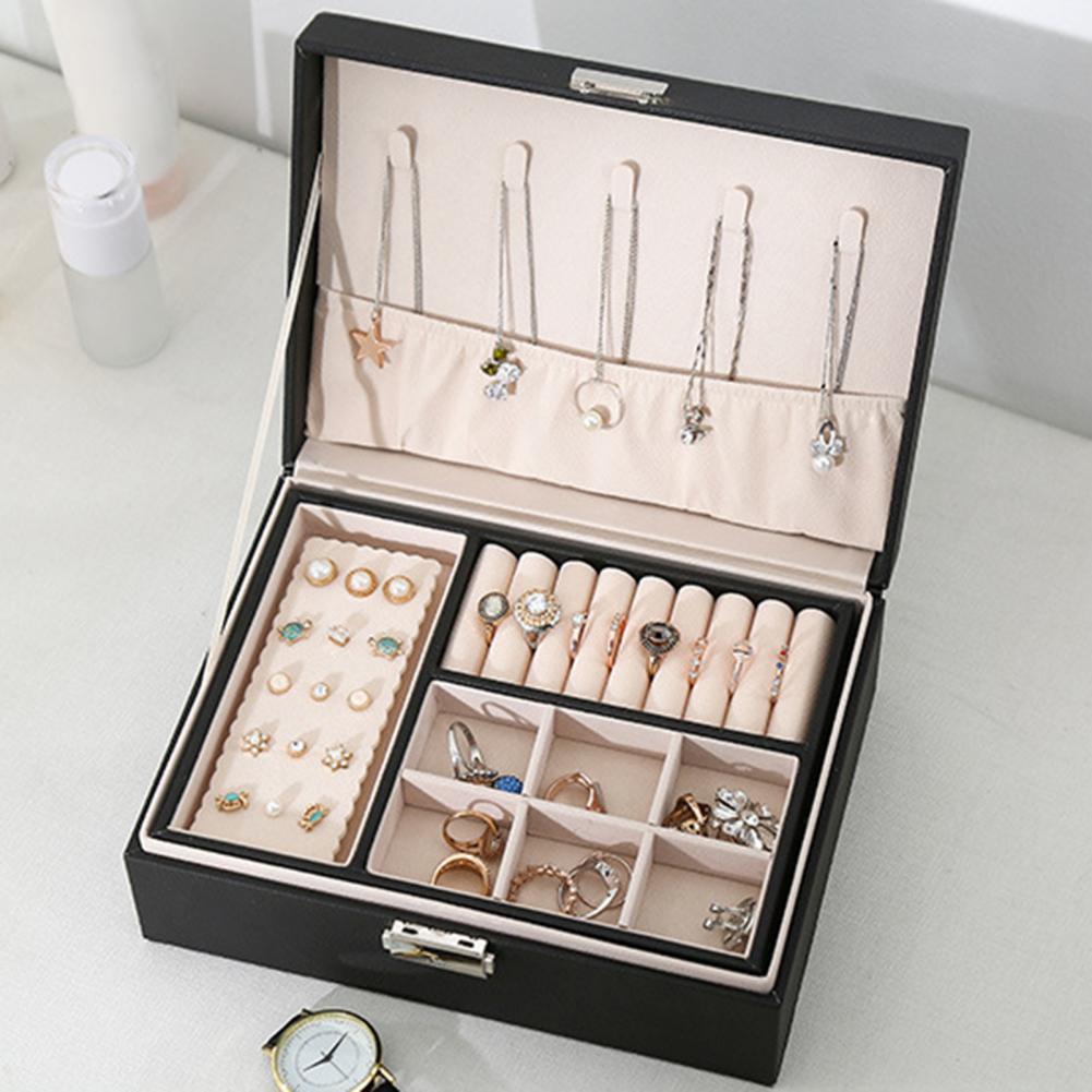 2 schichten Schmuck Box Schmuck Lagerung Box für Ohrring Halskette Ring Halter Box Fall Schmuck Organizer Verpackung Box schmuck box