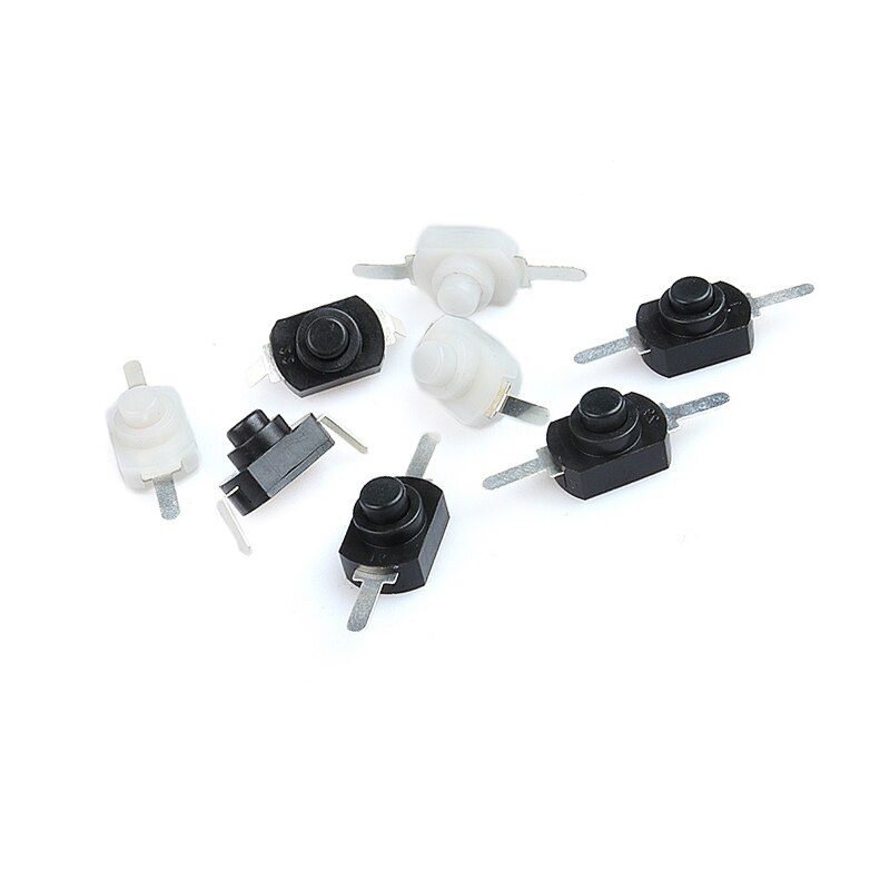 10 pçs/lote 1208yd 1288bm dc 30v 1a on off mini interruptor de botão para tocha elétrica preto branco auto travamento