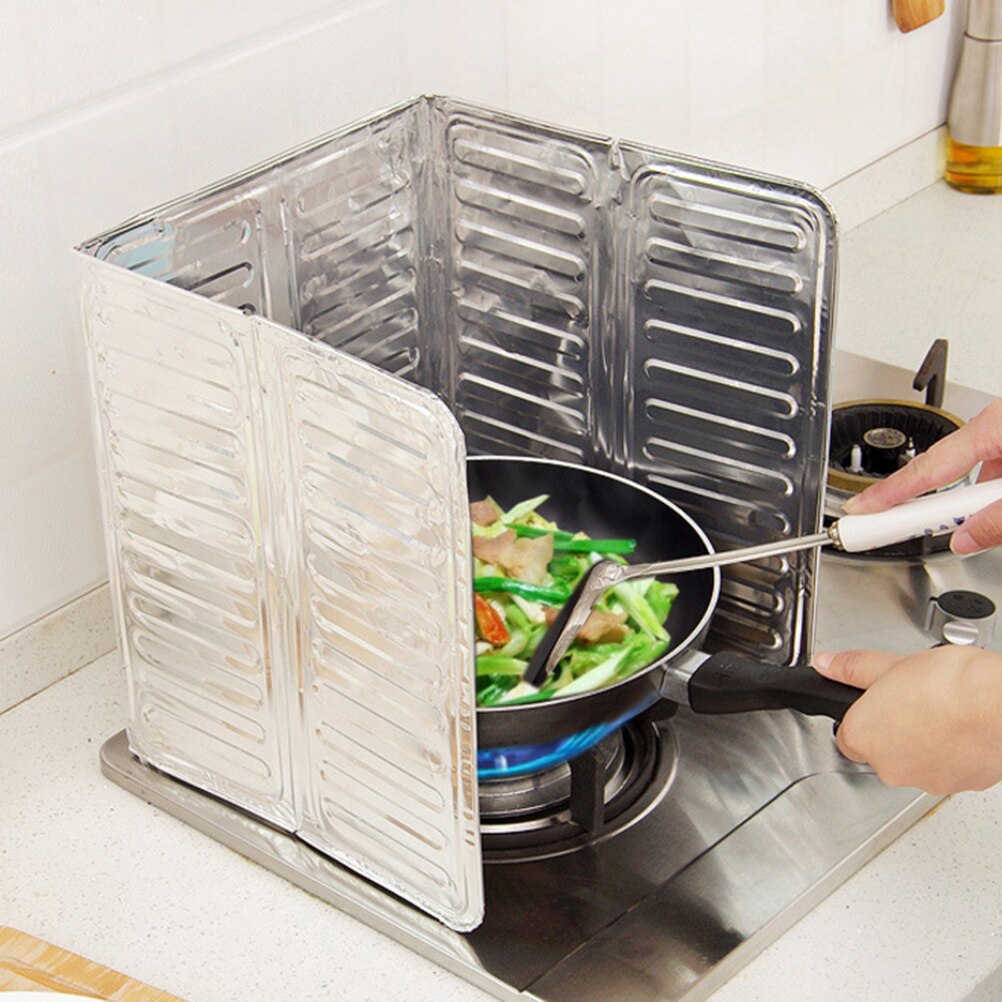 Kitchen Gas Stove Oil Splatter Screens Oil Aluminium Foil Plate Kitchen Tools Cooking Insulate Splash Proof Baffle Plate