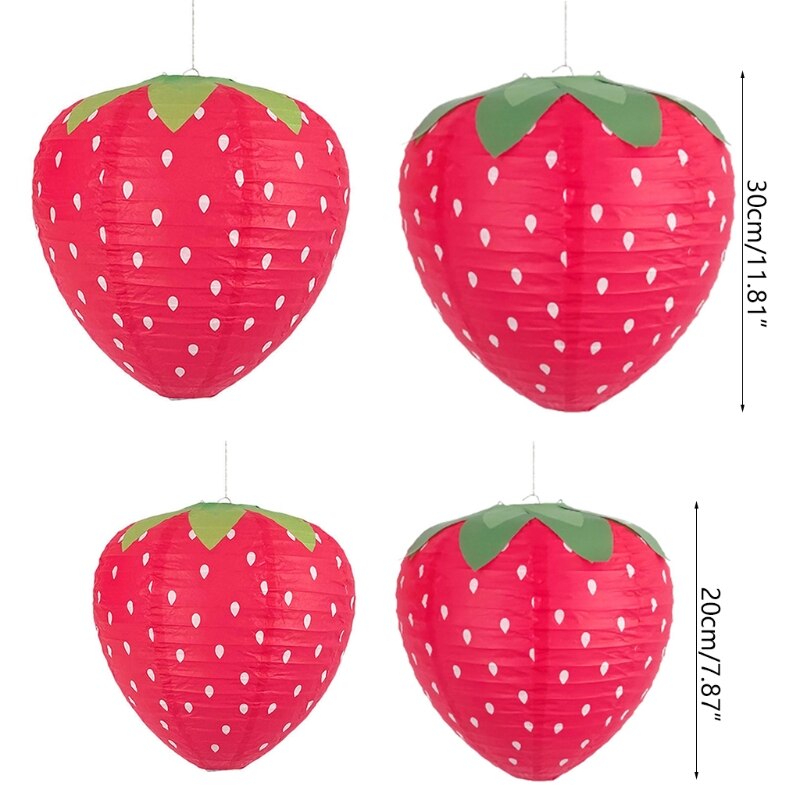 Farol de papel con de fresa en 3D, farol colgante plegable, suministros de con temática de fruta