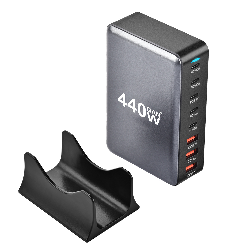 440W Gan Fast Charge 3.0 USB Type C snellader Mobiele 8-poorts 5C3A PD-oplader Handig om mee te nemen tabletoplader