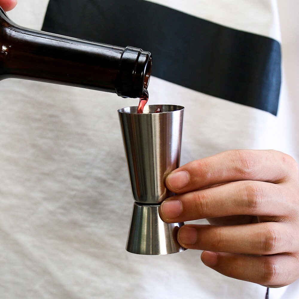 Coqueteleira de aço inoxidável, copo de medida duplo para bebidas, utensílios de cozinha, 15/30ml ou 25/50ml