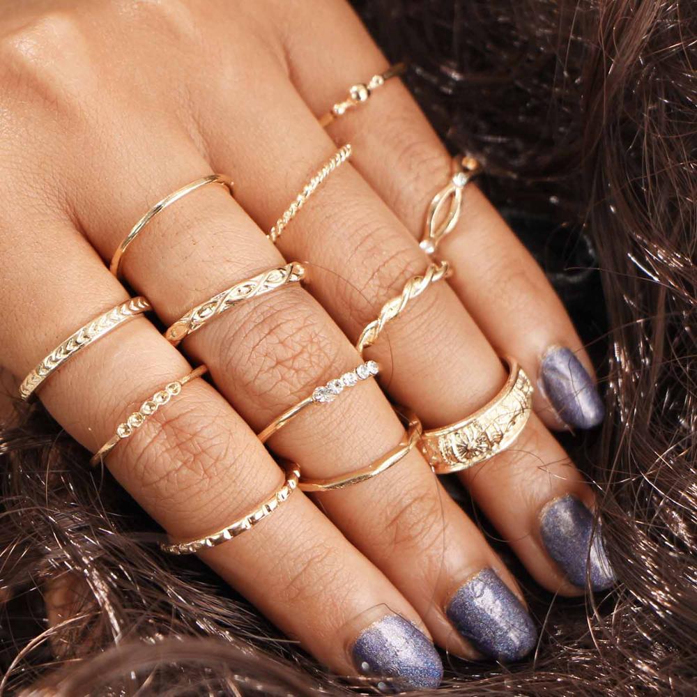 Rinhoo 5/12 Psc/set Crystal Ring Set Ring Charm Heart For Woman Simulation Pearl Rings Party Jewelry: 2