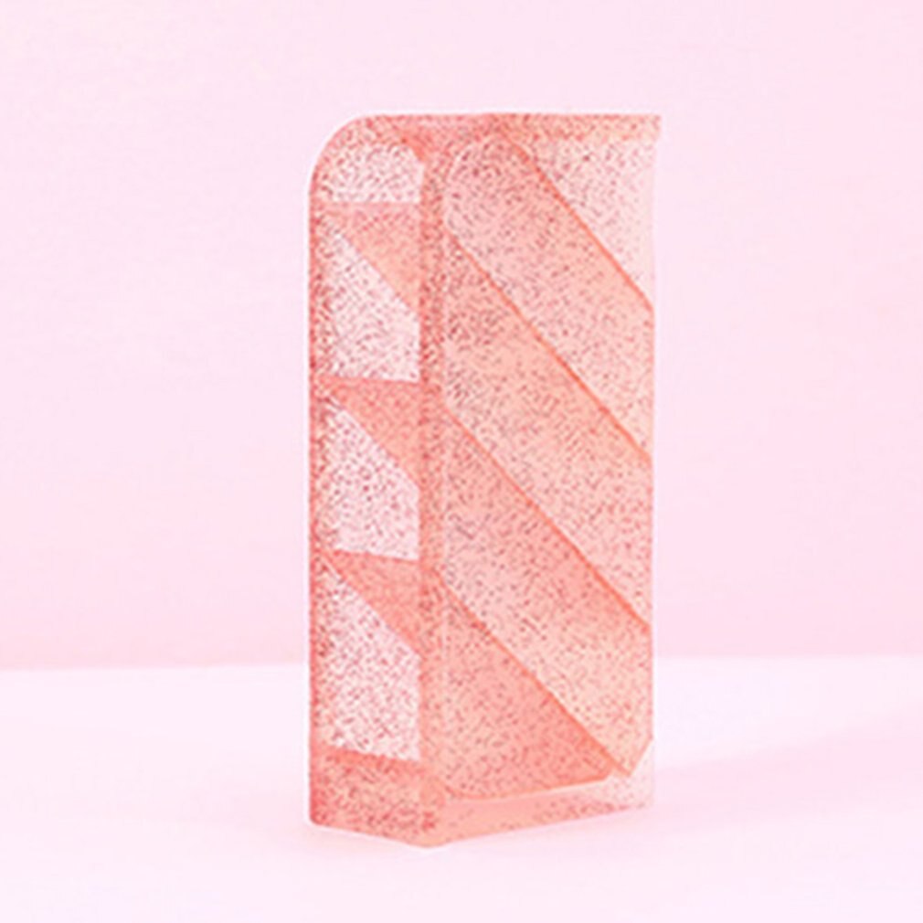 Multi-Function Desktop Pen Pencil Holder bureau organizer desk storage box office accessories organizador de escritorio: Transparent pink