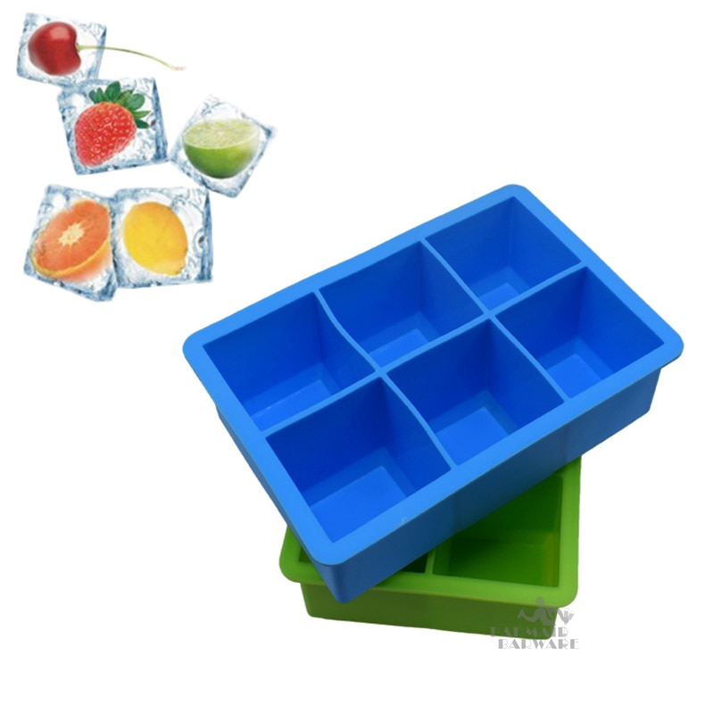 Ice Mold Silicone Ice Cube Tray Mould Shape Ball 6-Square Soft Silicone Ice Cube Tray Ice Maker Jelly Pudding Mould