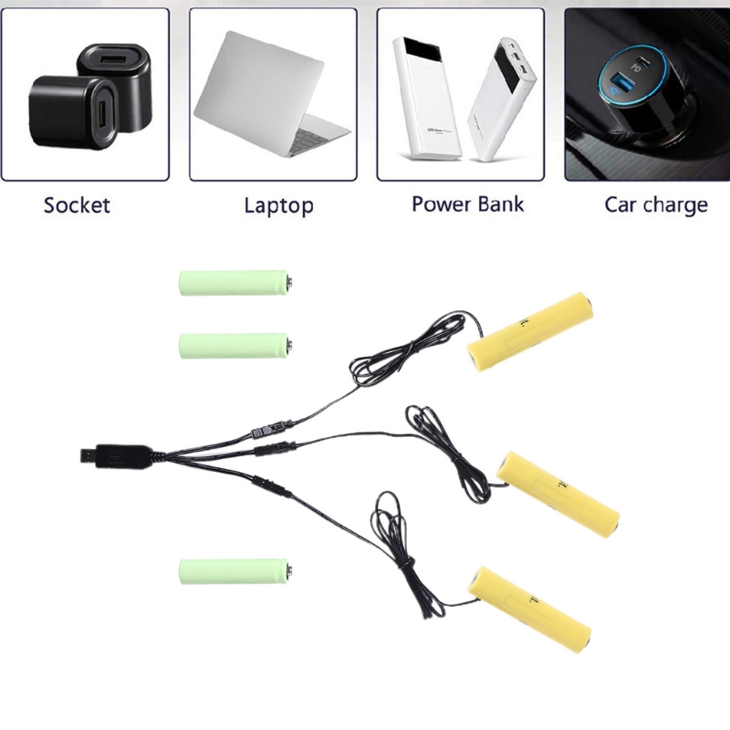 3in1 Aaa Batterij Elimineren Usb Voeding Kabel Vervangen 1-4pcs1.5V Aaa Batterijen Voor Klok Speelgoed Camera Draadloze Muis