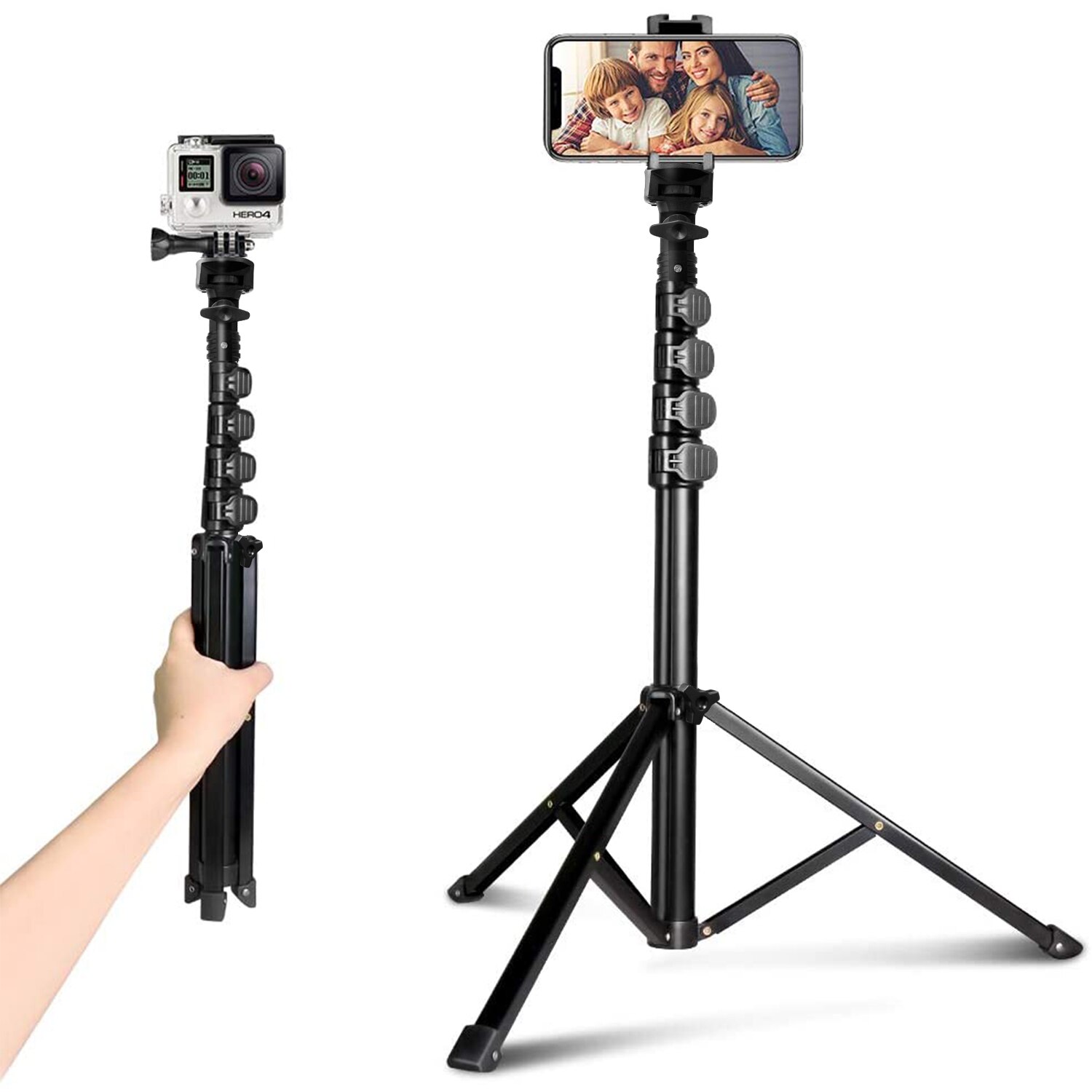 K&F Concept 157CM Selfie Stick Stativ mit Fernbedienung für iPhone/GoPro/Kamera