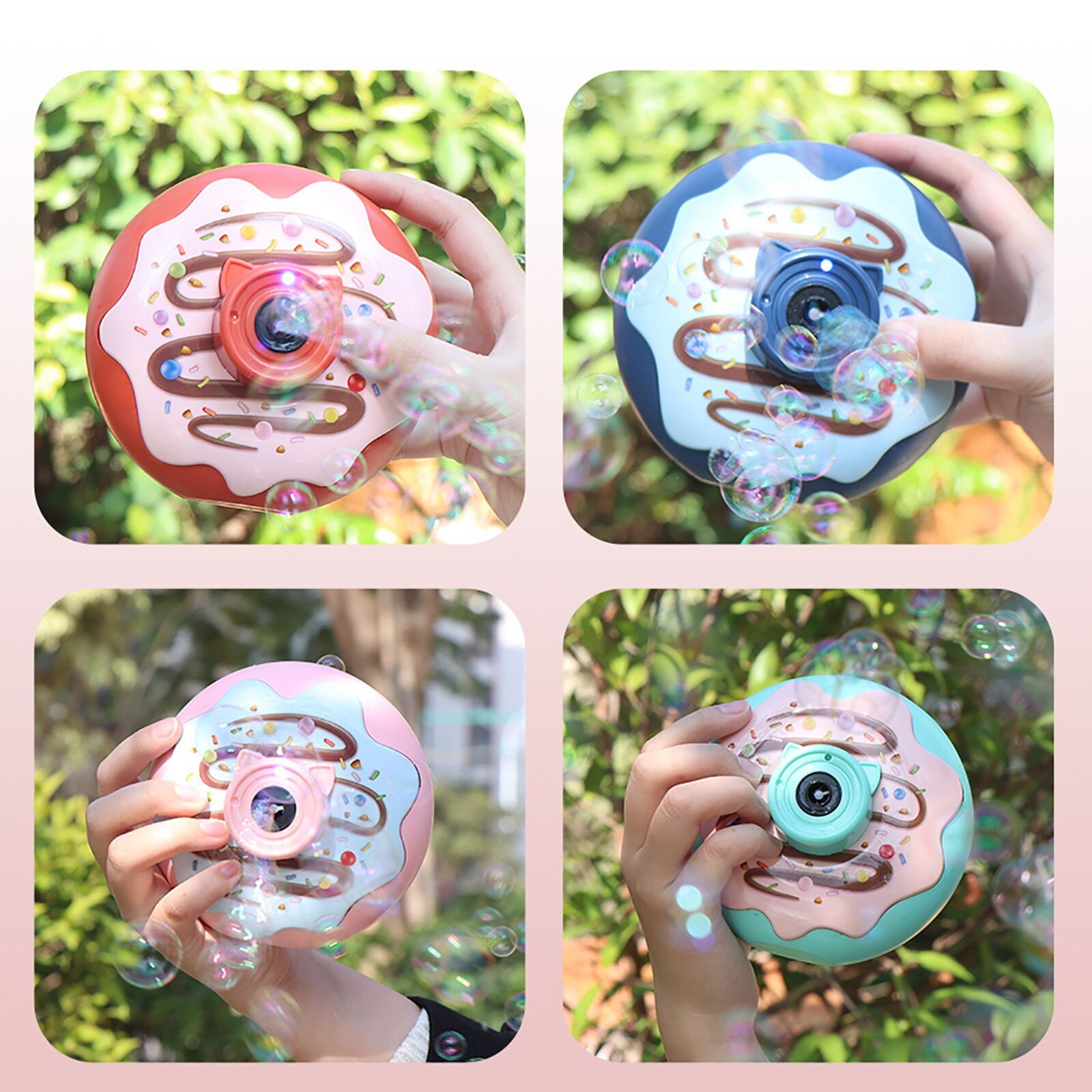 Kinderen Speelgoed Lichte Muziek Donut Bubble Camera Een-Knop Automatische Zeep Bubble Generator Hobby Verjaardag Speelgoed Voor Kinderen