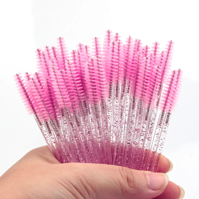 5/25/50pcs Mascara Wands Applicator Cosmetics Eyelash Brush Comb Crystal Eyelash Brushes Makeup Beauty Eye Brush: GRAY / Bristle