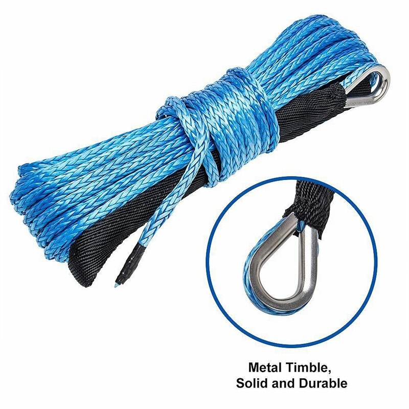 Synthetic Winch Rope, 1/4 x 50Ft Synthetic Winch Rope Line Cable for ATV UTV SUV Truck Boat Winch