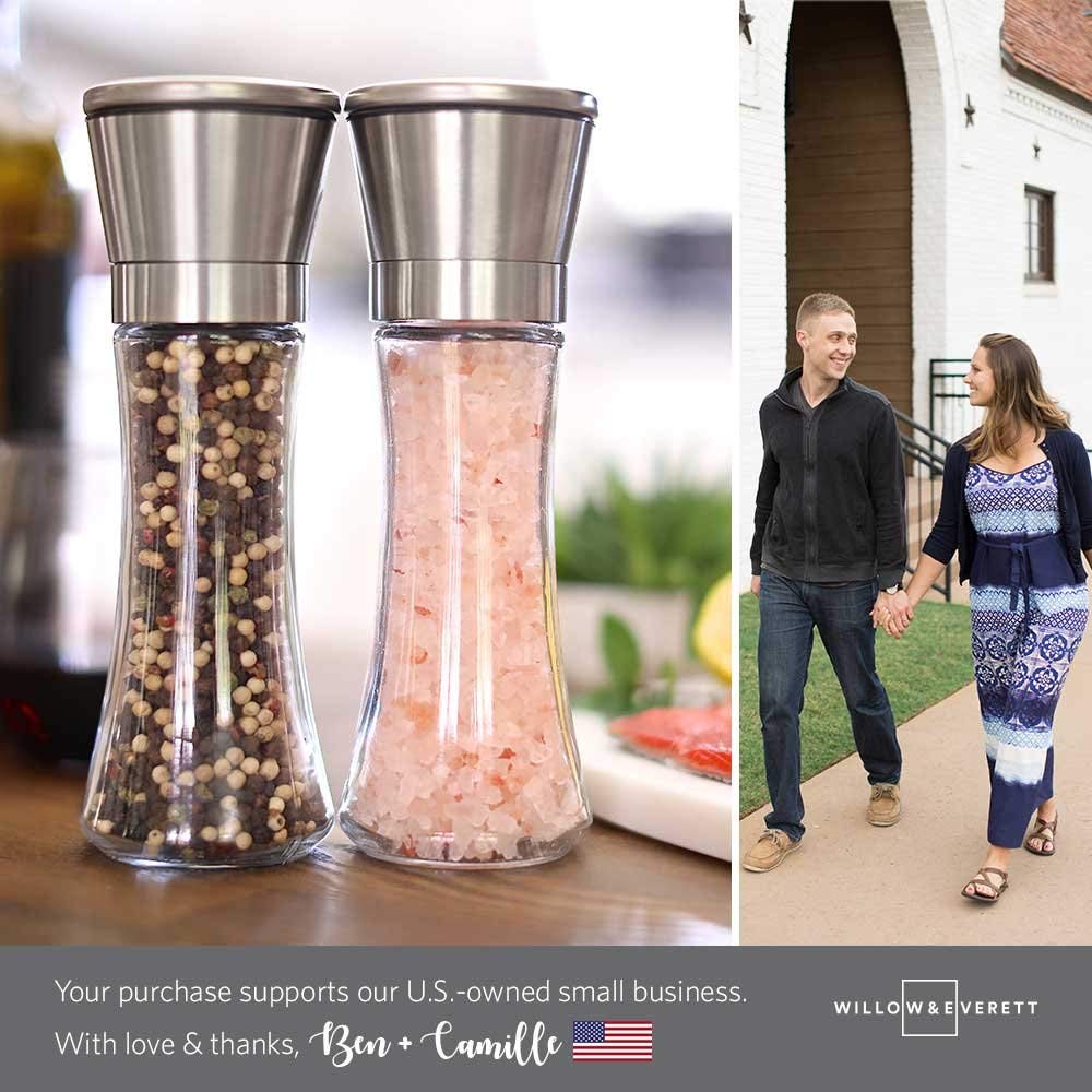 Salt and pepper grinder 2-piece stainless steel manual spice salt and pepper grinder set coarse-grinding ceramic rotor