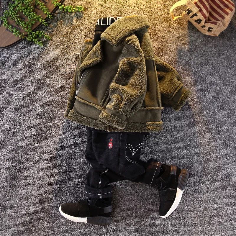 Children Boys Girls Winter Windproof Zipper Long Sleeves Wool Coats Kids Clothing Patchwork Thick Warm Outerwears C20