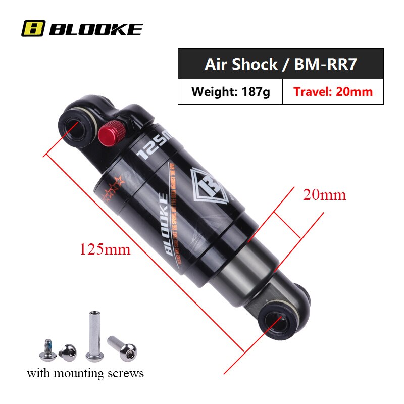 Blooke luftdämpare stötdämpare bak fram 120 125 150 165 190 mm mtb cykel e-bike kindshock mountainbike skoter  m365 kugoo  m5 m4: 125mm