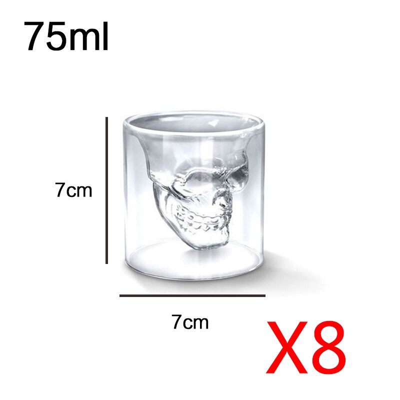 Heat Resistant Double Wall Tea Glass Cup Beer Coffee Cup Set Handmade Healthy Beverage Glasses Transparent Drink: 75ml B 8pcs