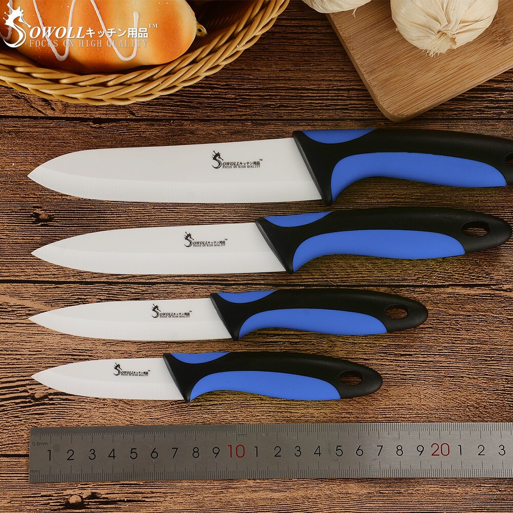 Sowoll keramiske kniver 6 & #39 ;& #39 ; 5 & #39 ;& #39 ; 4 & #39 ;& #39 ; 3 & #39 ;& #39 ; kokk skjæreverktøy skrellekniv frukt grønnsak kjøkkentilbehør 4 stk sett verktøy