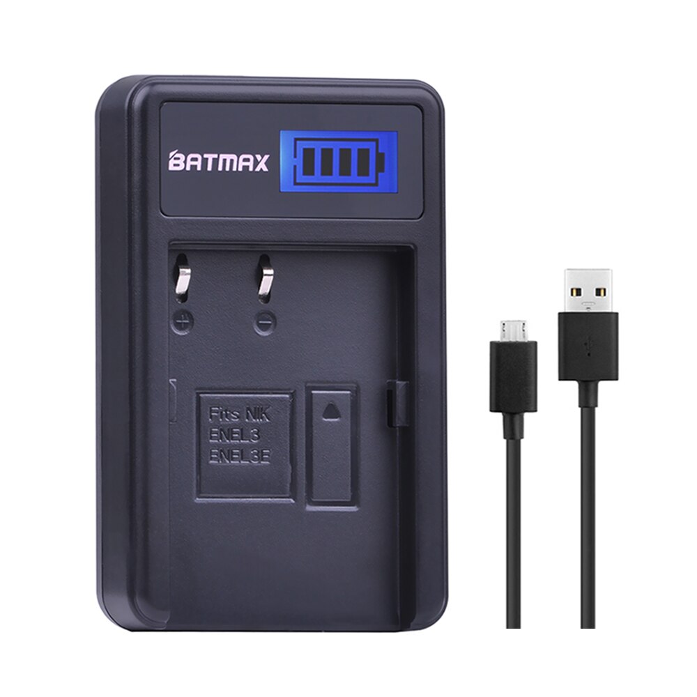 Batmax EN-EL3E es EL3E Cámara Paquete de batería + cargador USB con LCD para Nikon D90 D80 D300 D300s D700 D200 D70 D50 D70s D100 cámaras: charger