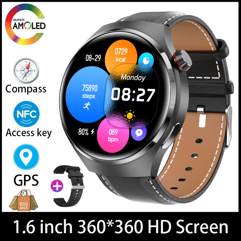 Android ios relógio 4pro gps nfc relógio inteligente masculino 1.6 "tela amoled freqüência cardíaca bluetooth chamada ip68 à prova dip68 água homem senhora smartwatch: Verde