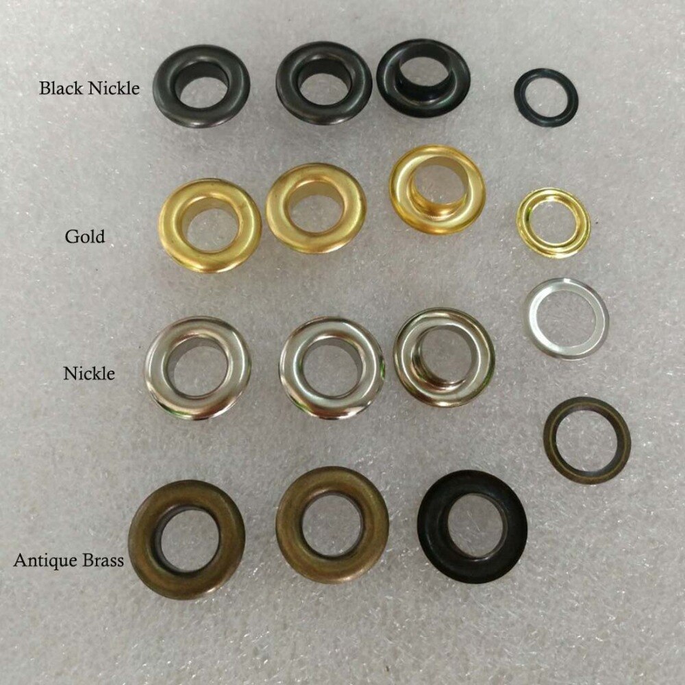400sets/lot 8mm inner metal brass eyelets with washer small round metal grommets nickle/Black/Bronze/Gold +Tools