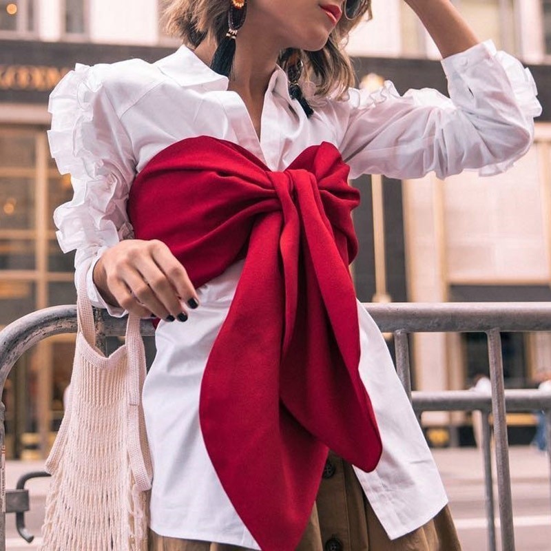 Chicever patchwork flæser hvid bluse toppe kvindelig skjorte revers sommerfugleærmer slanke dameskjorter koreansk fritidstøj