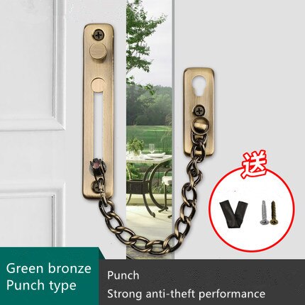 Anti-theft chain door chain thickening door buckle free punching 304 stainless steel safety chain door bolt anti-theft chain: White
