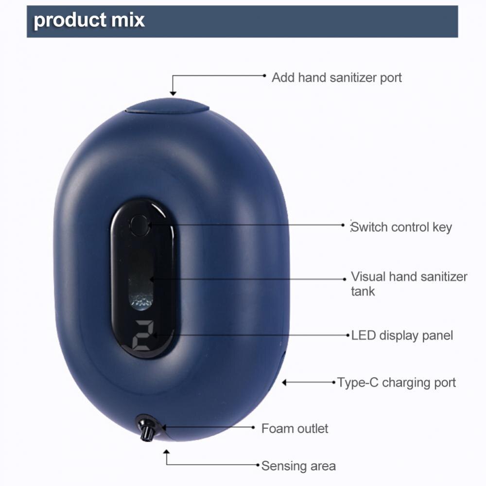 Dispensador de jabón automático para baño, dispositivo de espuma de inducción para lavar el teléfono móvil, pantalla Digital sin contacto, montado en la pared, infrarrojo