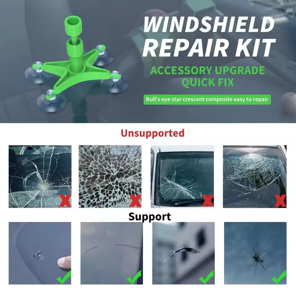 Kit de resina para reparación de parabrisas de coche, herramientas para romper el parabrisas, pegatinas protectoras para restauración de arañazos, limpiador de vidrio, cuidado sin rastro