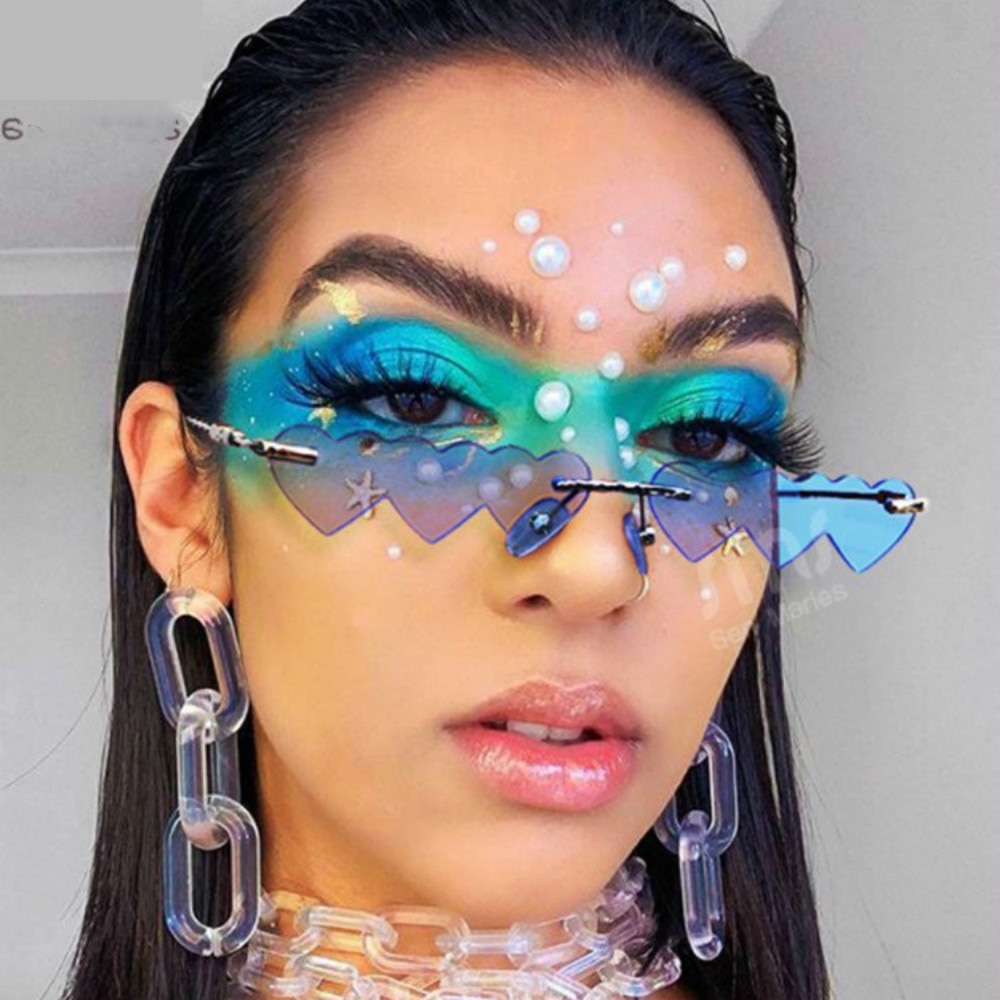 Kleine Randloze Punk Zonnebril Vrouwen Luxe Mode R... – Grandado