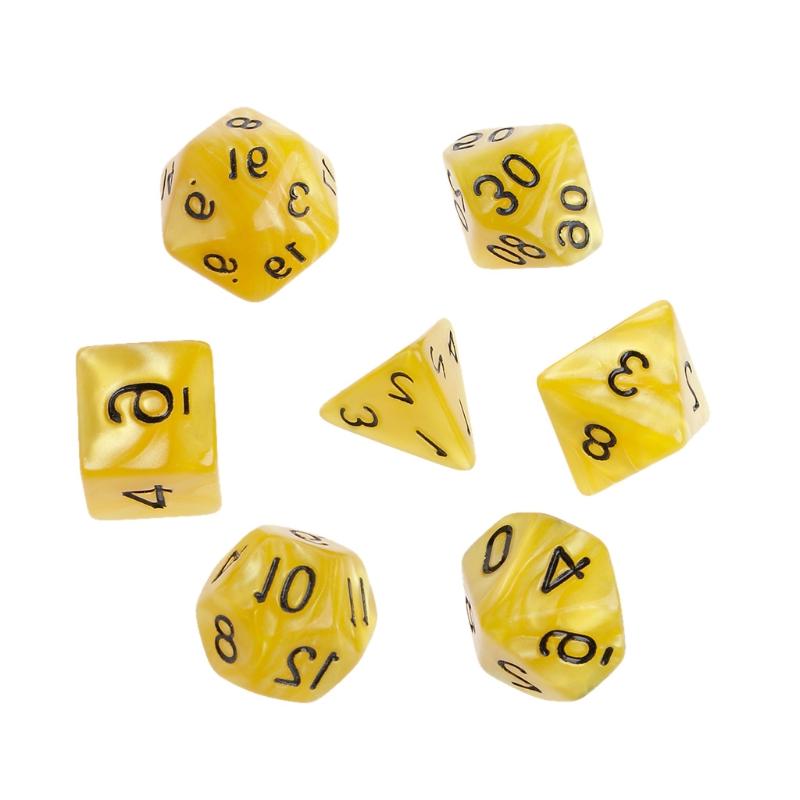 7Pcs Polyhedral Dice White Numbers For Dragon Pathfinder D20 D12 2xD10 D8 D6 D4 D0LB: Purple