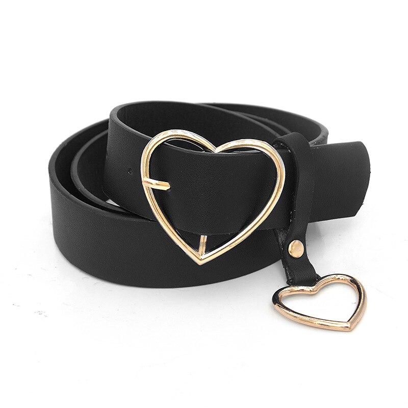 Sweetheart Buckle with Adjustable Ladies Luxury Brand Cute Heart-shaped Thin Belt Punk Belts