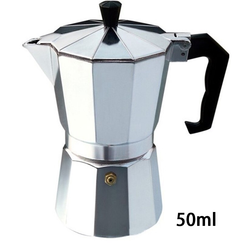 Practical Moka Coffee Pot Aluminum Coffee Maker Durable Moka Cafeteira Expresso Percolator Pot 50/100/150/300/450/600ml: 50ml